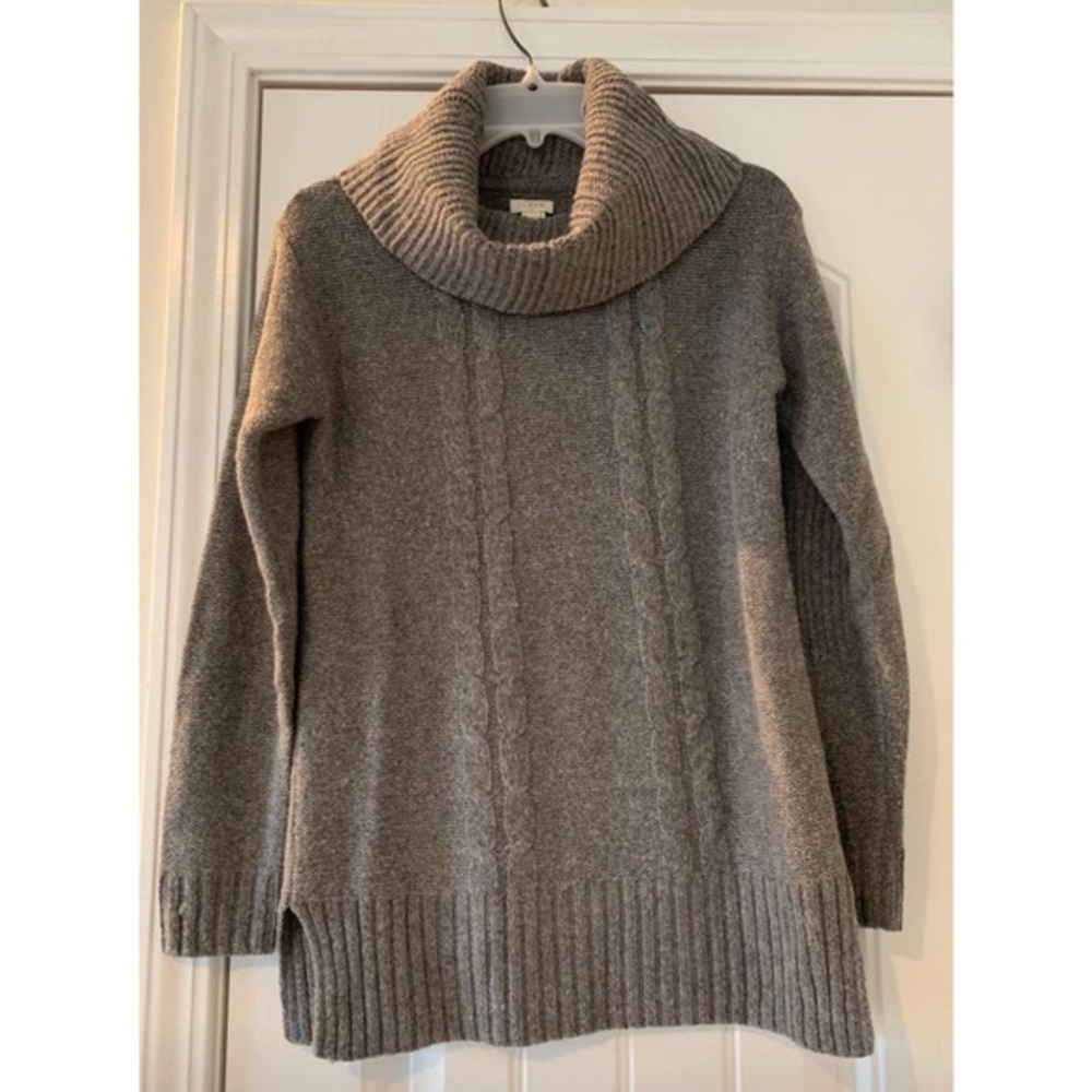 New! J.Crew women’s gray cable knit tunic sweater with‎ cowl neck size XS